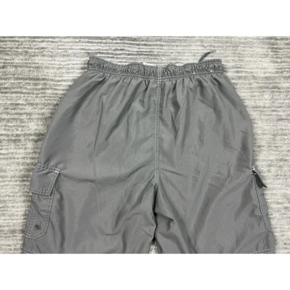 World Wide Sportsman Swimming Trunks Mens Medium Gray Mesh‎ Lined Cargo Pocket